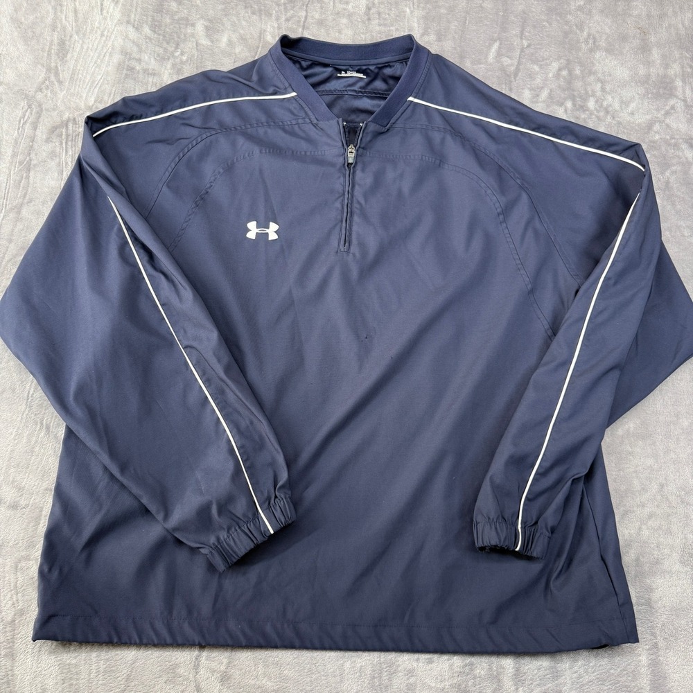 Under Armour Quarter Zip Windbreaker Mens XL Navy Blue Pullover Golf Jacket